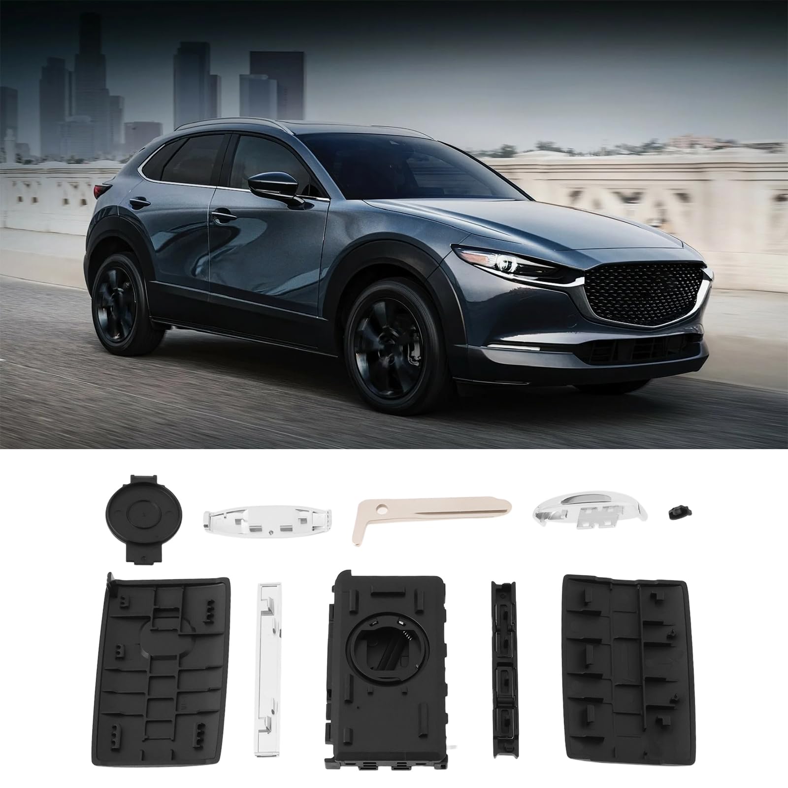 ECSiNG Guscio per chiave telecomando auto a 4 pulsanti compatibile con Mazda CX-3 CX-30 2020-2021 CX-5 2019-2022 CV