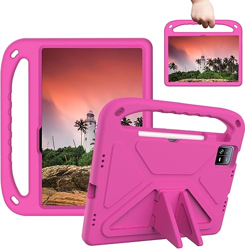 Funda para tableta para niños con asa y soporte a prueba de golpes cubierta de protección completa ligera para xiaomi pad 66 pro 11 pulgadas rosa
