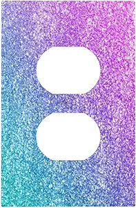 Decorative Outlet Covers Gillter Purple Pink Blue Gradient Sparkle 1 Gang Duplex Light Switch Cover Plate Unique Wall Plate Electrical Switch Plate Covers for Bedroom Home Decor