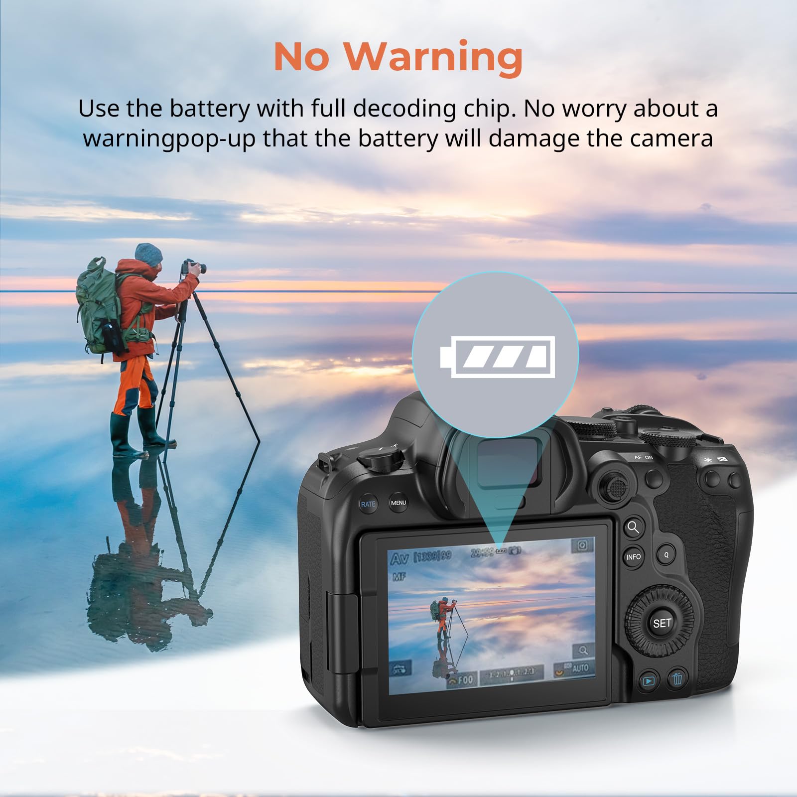 SMALLRIG Batteria 2400mAh per Canon LP-E6NH R6II/R5/R6/R7, Batteria per Fotocamera Ricaricabile con USB-C 2.5H Ricarica Rapida per Canon R, R5C, 5DIII/IV, 6D, 6DII, 7D, 60Da, 70D, 80D, Arancia - 4968