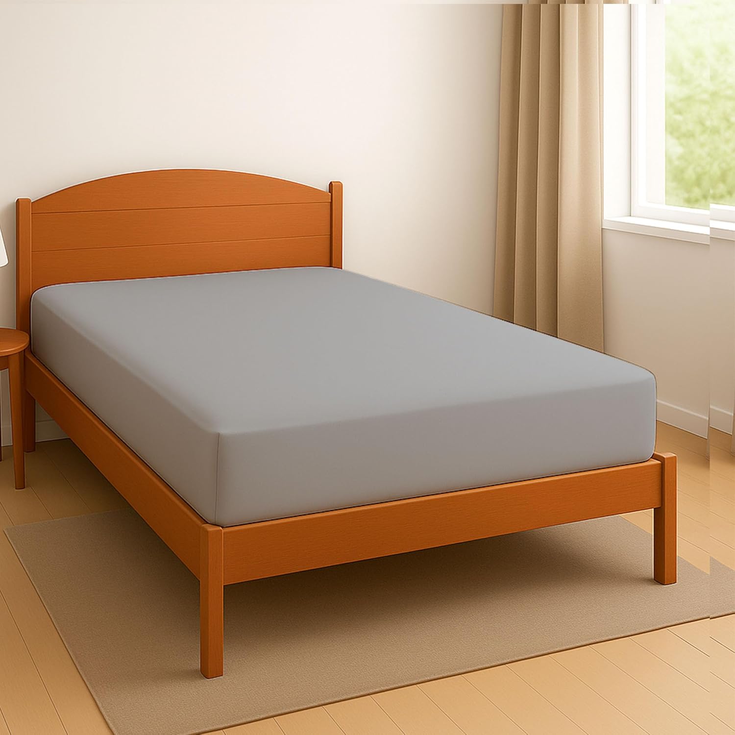 Luxury 100% Cotton King Fitted Sheet - Soft & Wrinkle Free - Sateen Weave All-Around Elastic Fit Sheet - Hotel Quality Snug Fit Bottom Sheet Fit Up to 15" Deep One Bottom Sheet Only - Light Grey