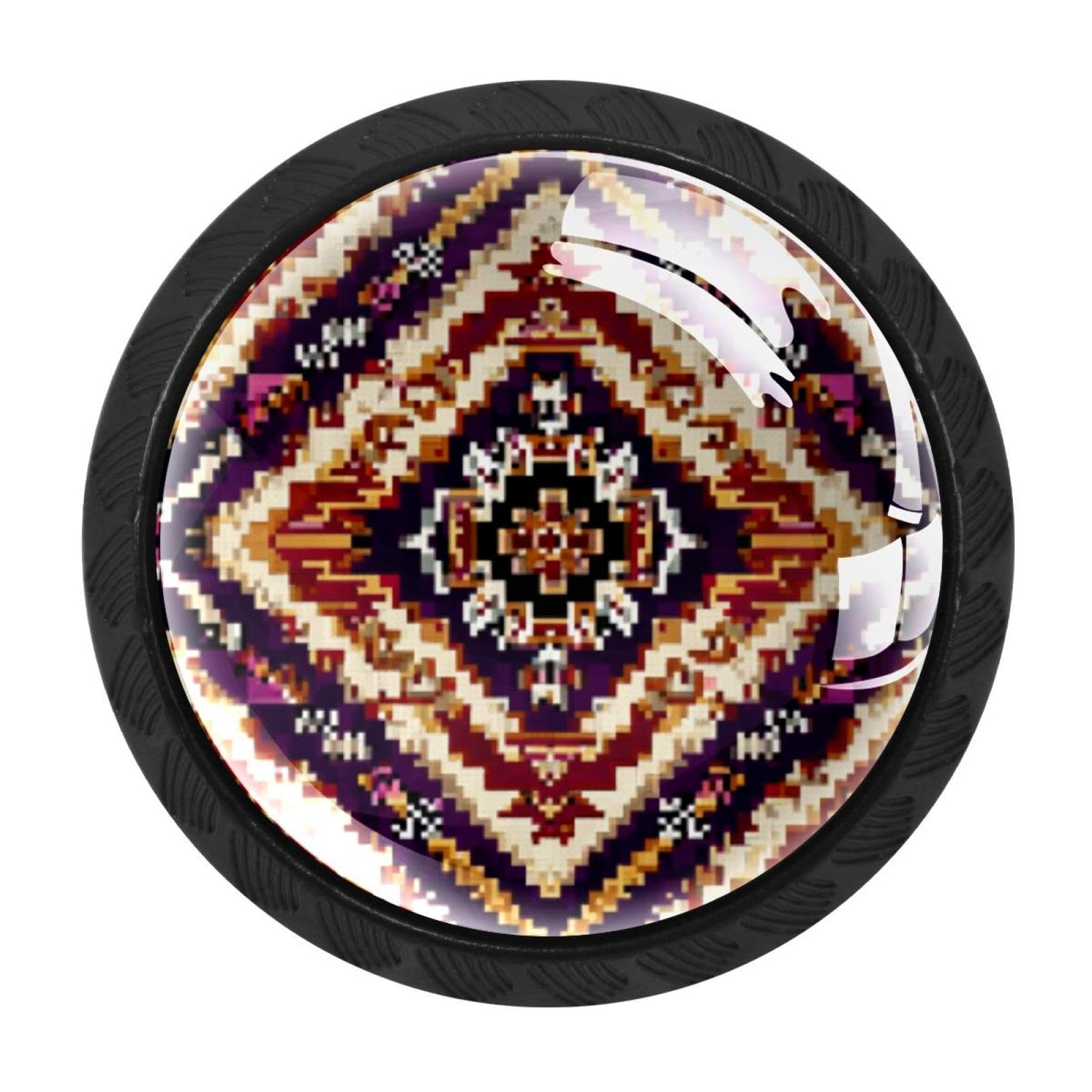 CHENZZZZ 4 Pieces Retro Boho Aztec Pattern (2) Cabinet Knobs Drawer Dresser Pulls Handles for Home Kitchen Office Bathroom Door Kids Room