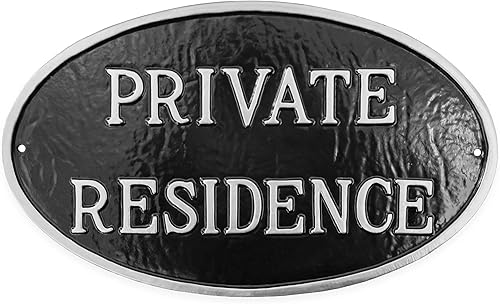 Miniatura 8 de Montague Metal Products - Placa ovalada de residencia privada de metal fundido - Placa de exhibición de pared o césped - Letrero de privacidad para
