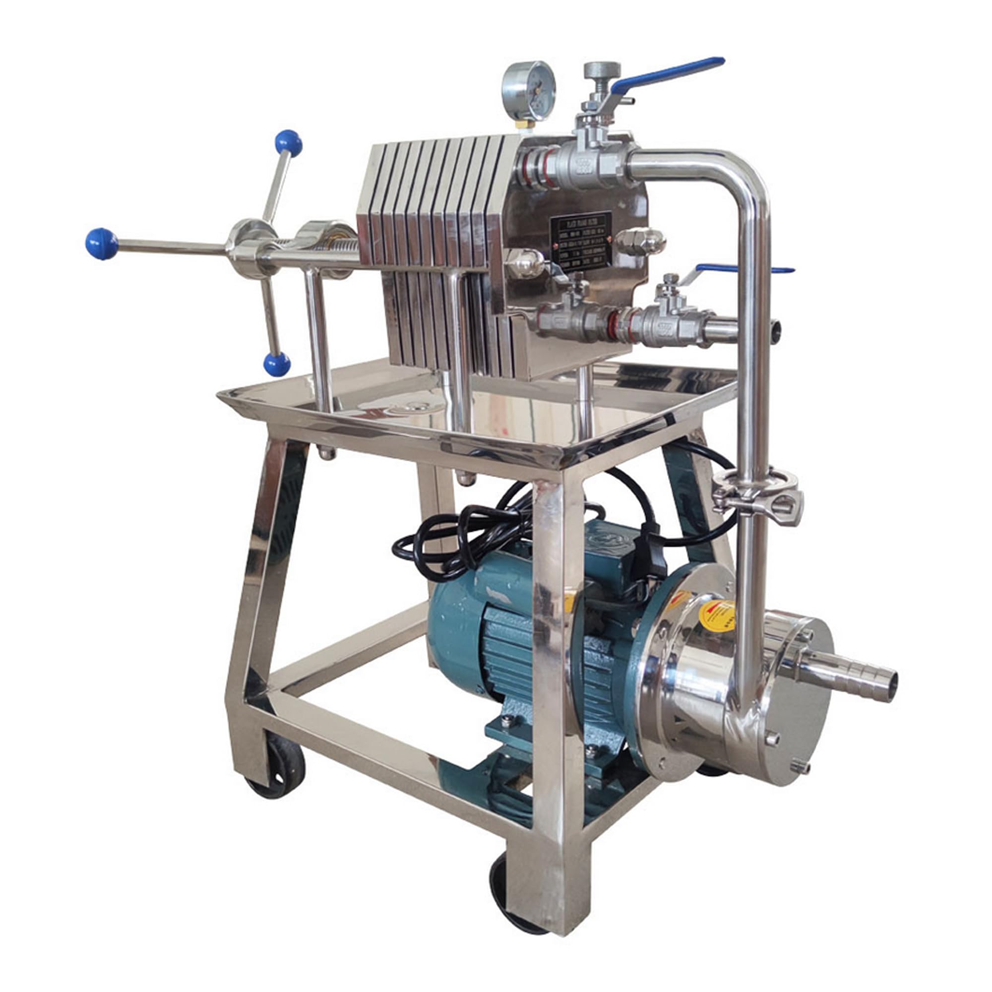 INTSUPERMAI FT-150 Plate and Frame Filter Disc Frame Filter Press Machine Press Filtration Machine Stainless Steel Slag Pressure Filtration Machine With 10 Pieces Filter Plate 0.75KW, 110V