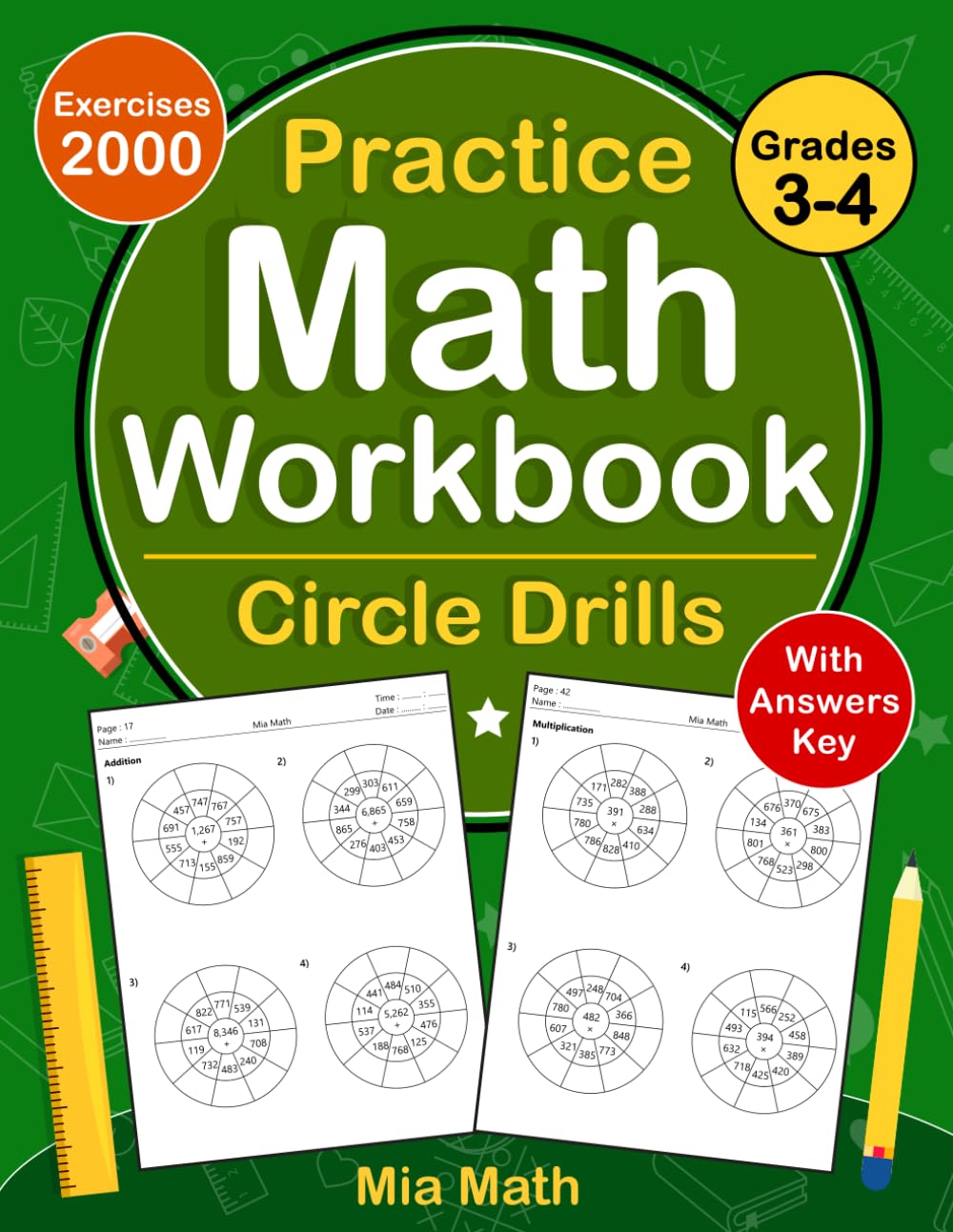 Circle Drills Workbook For Grades 3-4 With Answers Key: Circle Drills Math Practice Workbook For 3rd And 4th Grade With More 2000 Exercises | Circle Drills Worksheets For Grades 3-4