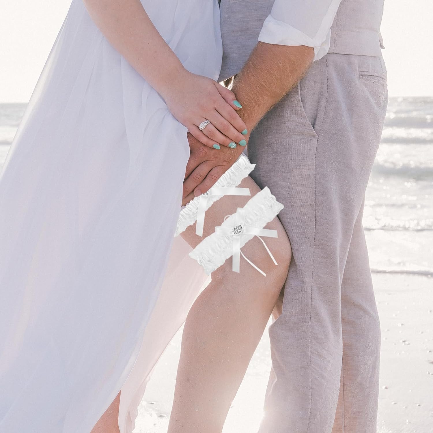White Lace Garters for Bride,Wedding - Gift Set for Bride(white 2pcs)