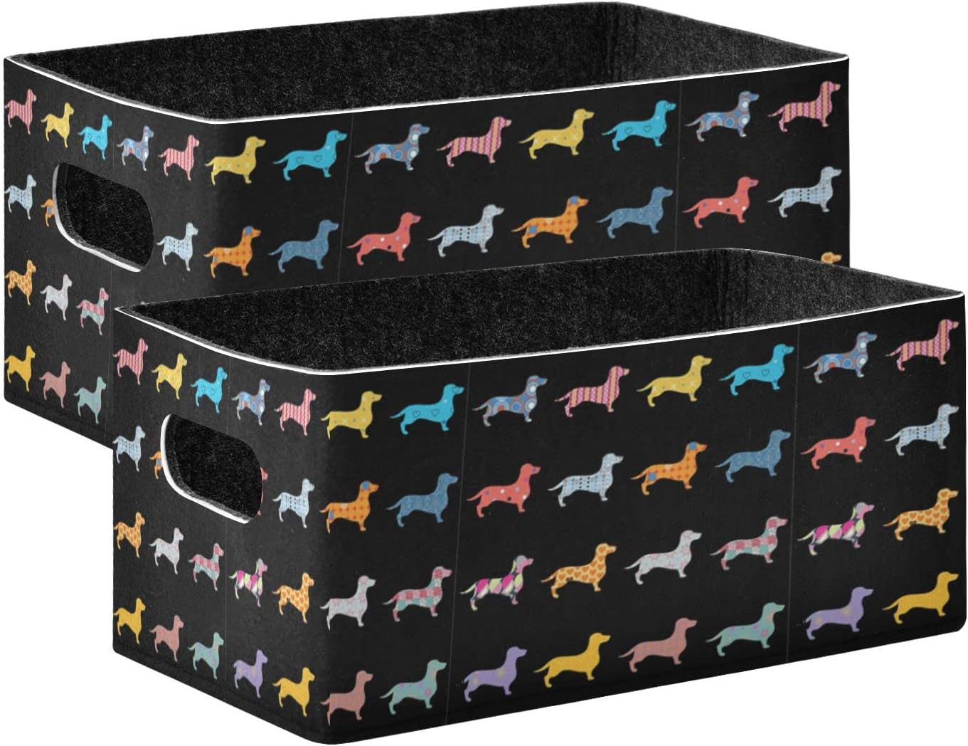Oyihfvs Colorfu Dachshund Dogs On Black 2 PCs Collapsible