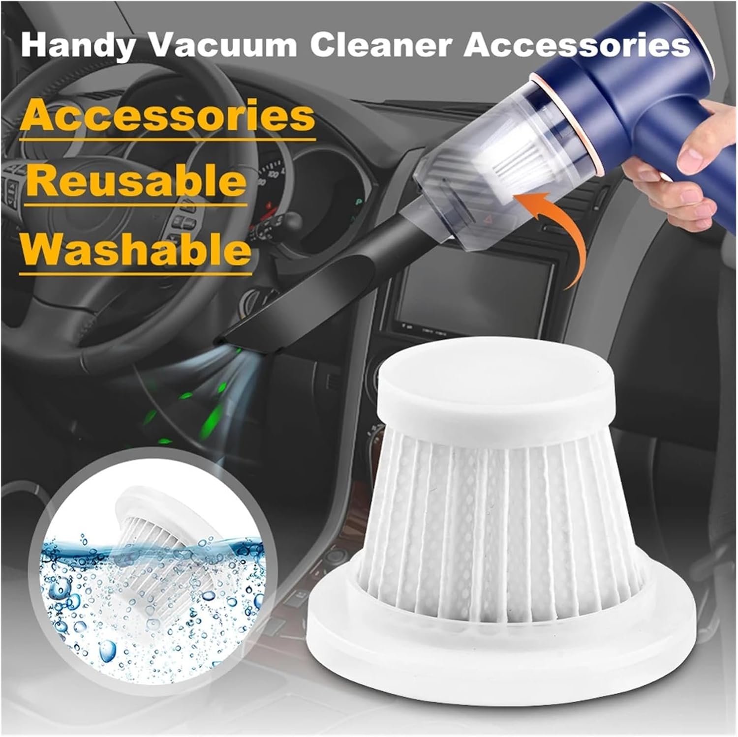 5pcs Hepa Car Vacuum Filter Washable Vacuum Cleaner Cartridges Easy Installation And Removal Handheld Vacuum Cleaner Accessories