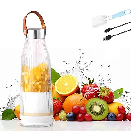 Portable Blender USB Rechargeable, Personal Blender for Shakes and Smoothies, 380 ML Juicer Cup with 6 Blades, Portable Juicer Blender for Kitchen, Travel, Gym