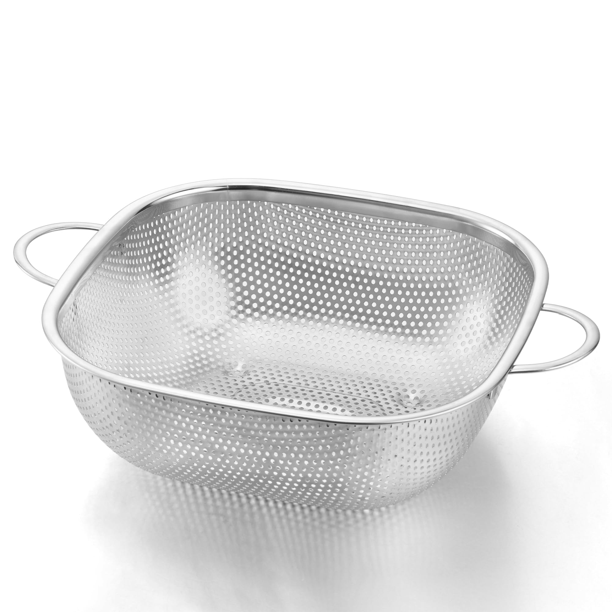 Herogo Square Colander 20cm, Stainless Steel Perforated Wire Sieve with Handle, Fine Metal Sink Mesh Strainer for Kitchen Washing Vegetable/Fruit/Noodle/Food Preparation, Dishwasher Safe