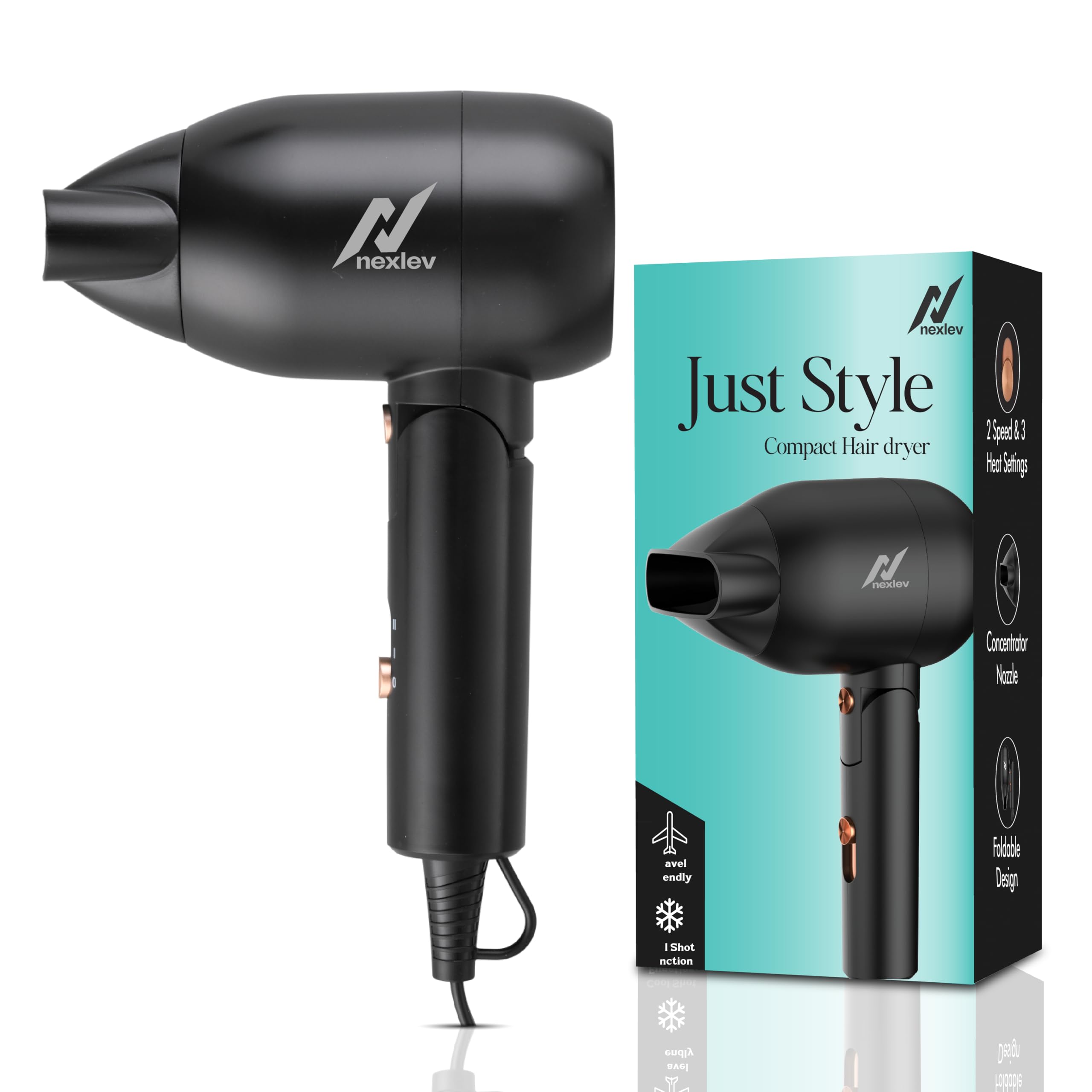 Nexlev Hair Dryer for Man & Women | 1200W Foldable Hair Dryer