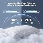 Adjustable Memory Foam Pillows: 2 Pack King Size Shredded Foam Bed Pillow for Sleeping with Removable & Washable Pillowcase for All Sleep Positions