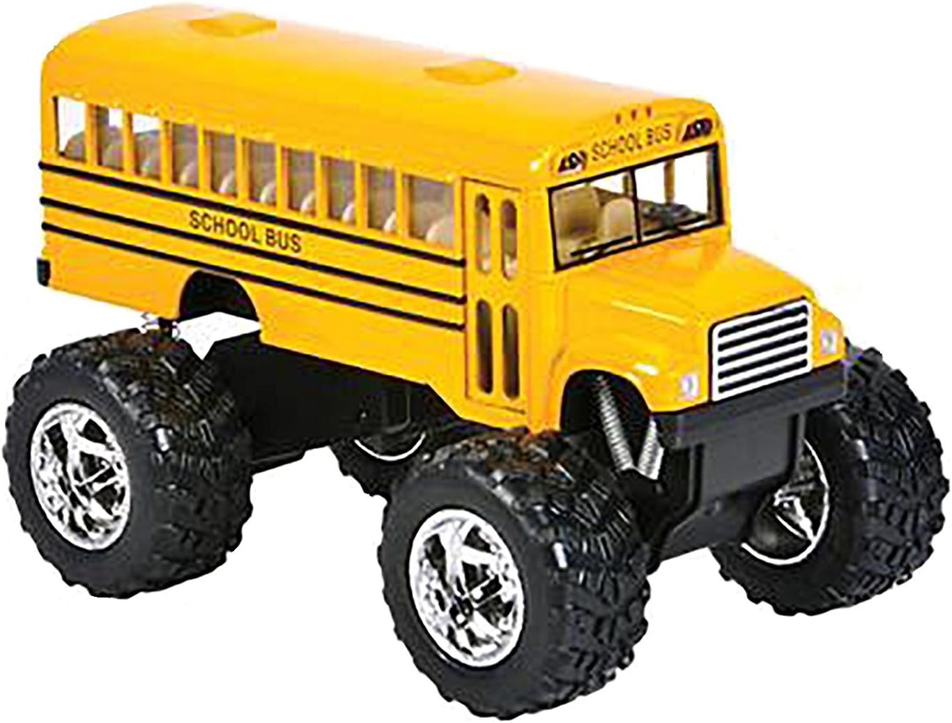 KinsFun 5" Monster School Bus Die Cast Metal Model, Pullback Action Toy Monster Truck