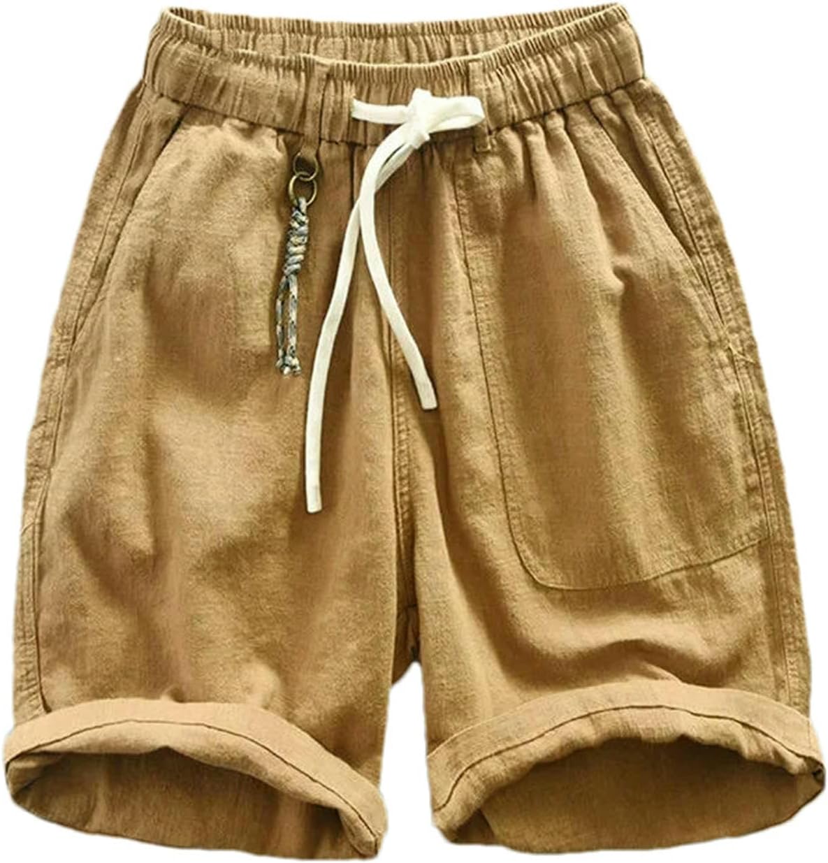 Summer Casual Cotton and Linen Shorts Men Clothing Cargo Streetwear Solid Color Men Pants