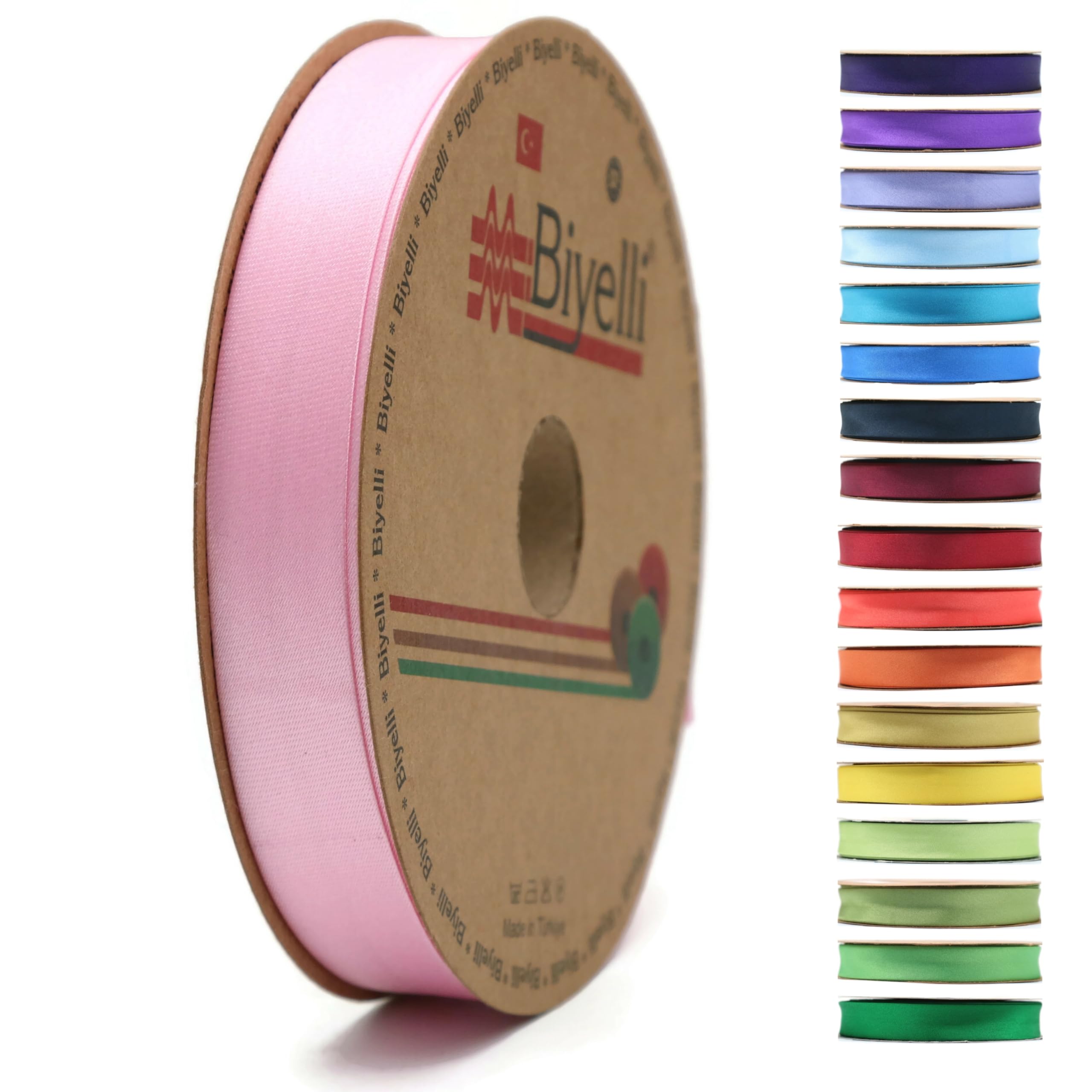 Fold Satin Bias Tape - 99+ Colors - 3/4 Inches Wide - 27 Yards - Fold Satin Binding Bias Ribbon Fabric Piping Bias Binding Tape for Sewing Clothing DIY (07. Lace Pink) BYS07
