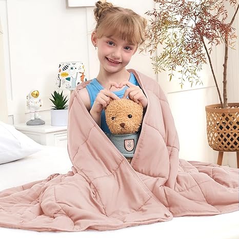 Pink Weighted Blanket Kids 3lbs, 36"x48", Cooling Heavy Throw Blanket for 20-40lbs, Microfiber Soft Thick Big Blankets Weighted Comforter Breathable Gift for Sleeping