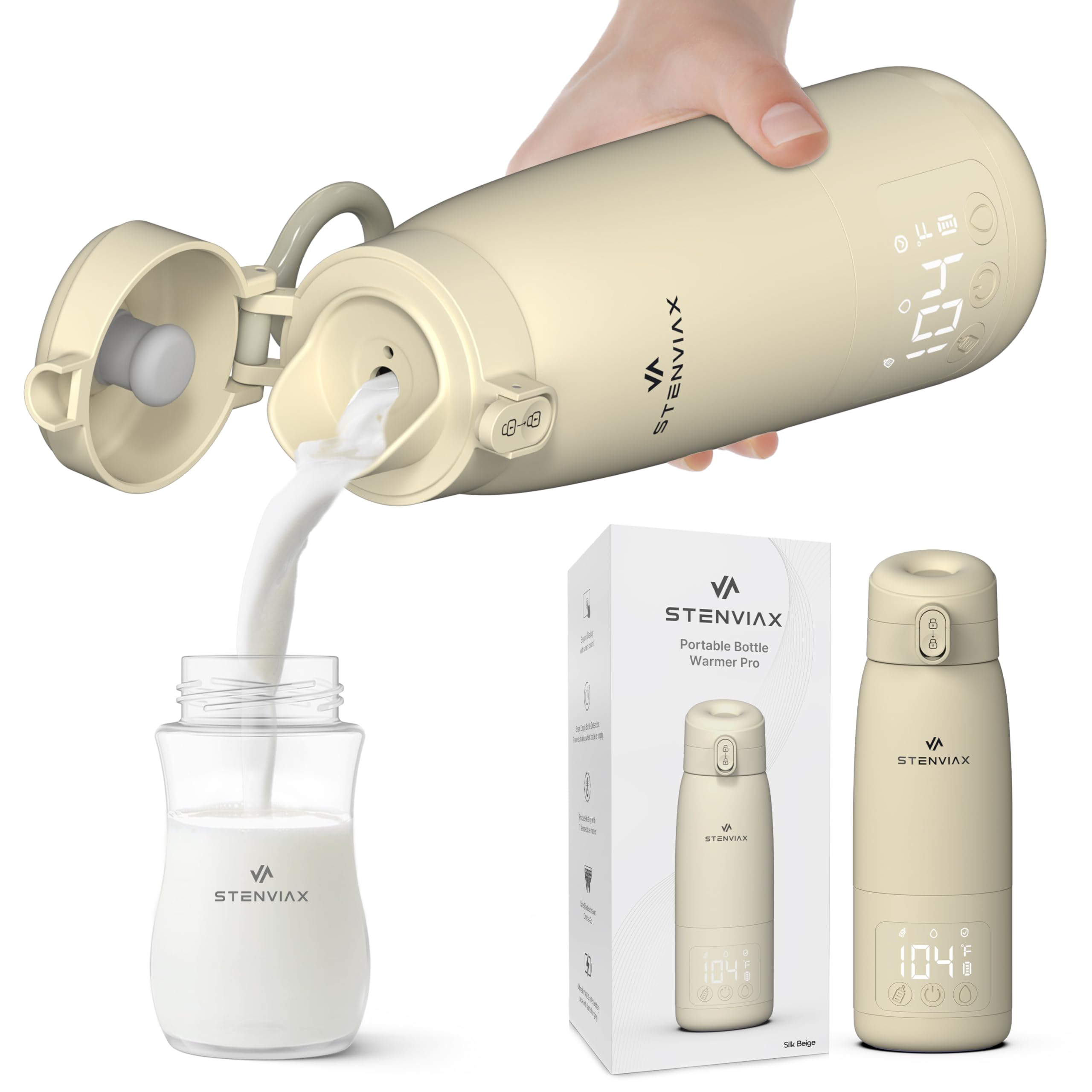 Baby Portable Bottle Warmer Pro|500ml Large Capacity with Ultra Powered 14000mAh Battery |48-Hours Performance for Travel & Home |Fast Charging &