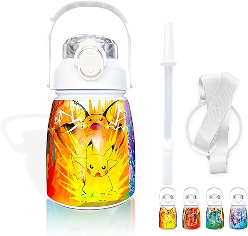 Miniatura 1 de Moon Eevee - Vaso térmico de acero inoxidable 304 de gran capacidad, con popote reutilizable y tapa a prueba de fugas (blanco)