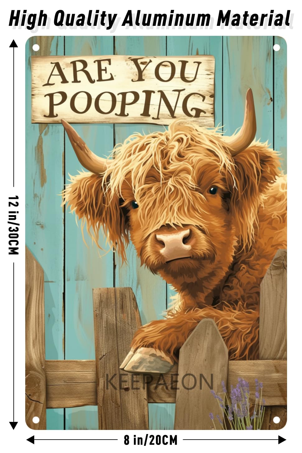 Plaque De Toilette Humoristique Highland Cow - Are You Caca ? - Décoration Murale Salle De Bain