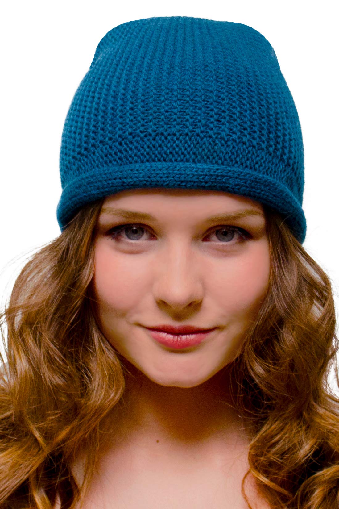 Entire Empire Women's Teal 50% Wool Blue Green Knitted Winter Hat - Woolly Beanie For With Fine Knit - Soft, Thin Hat For A Woman - Winter Hats With Soft Knit
