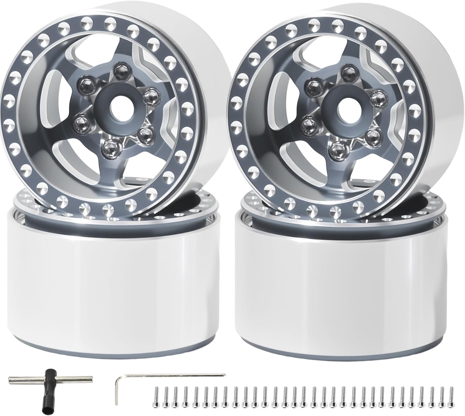 1.0 Beadlock Wheel Rim Set Aluminum Alloy RC Upgrade Part For Traxxas 1/18 TRX4M 1/24 Axial SCX24 FMS FCX24 Gladiator Bronco C10 JLU Deadbolt B17 RC Crawlers Upgrade Off-road(4Pcs/set)