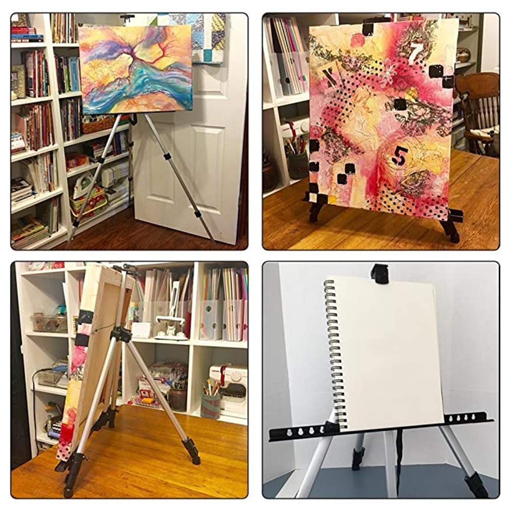 Caballete plegable de aluminio para carteles, trípode artístico de metal, caballete para artistas de 21 "a 66" de altura ajustable con estuche de transporte para pintura de exhibición de mesa/suelo