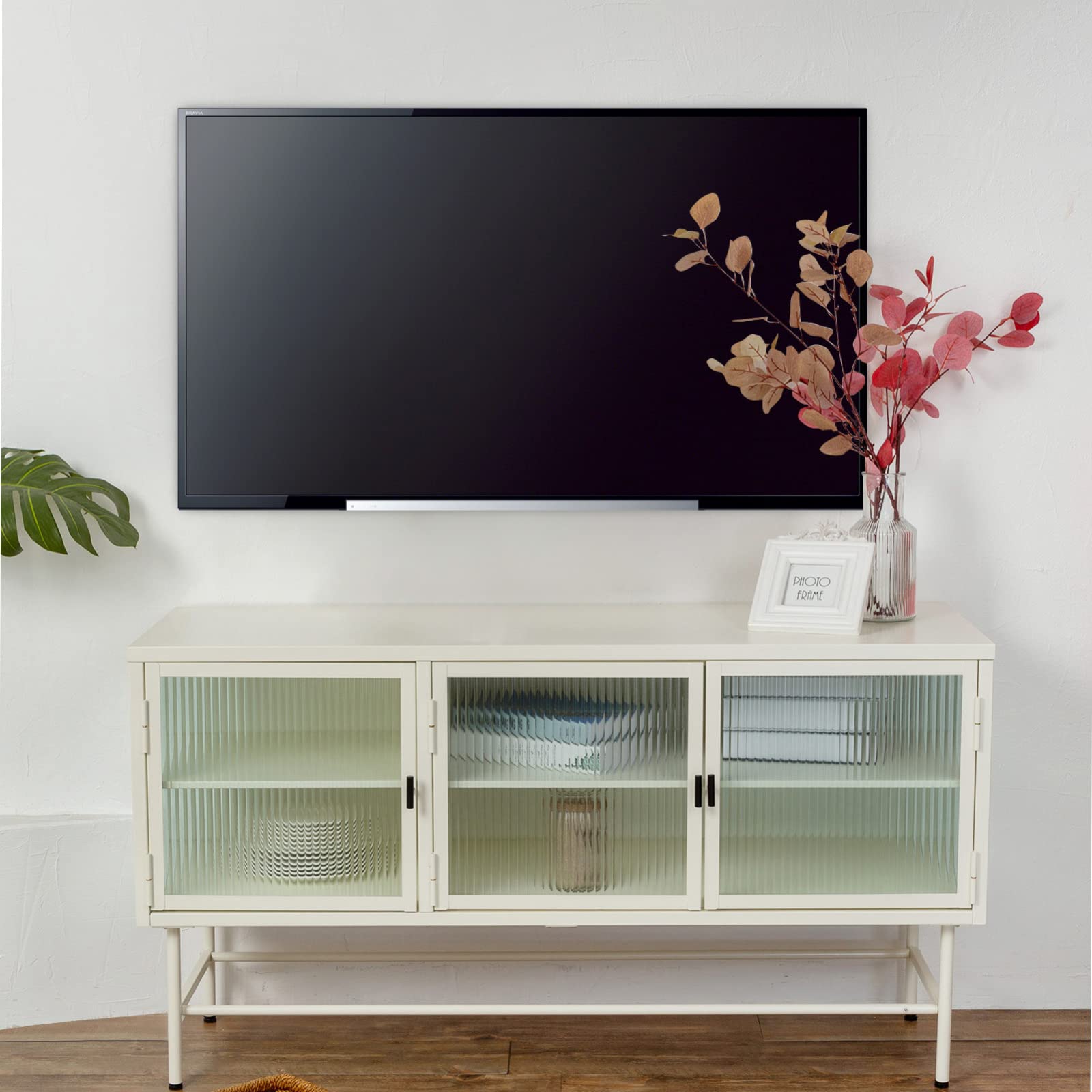 Buy Metal TV Stand for 55Inch TV Television Stands with Clear Fluted