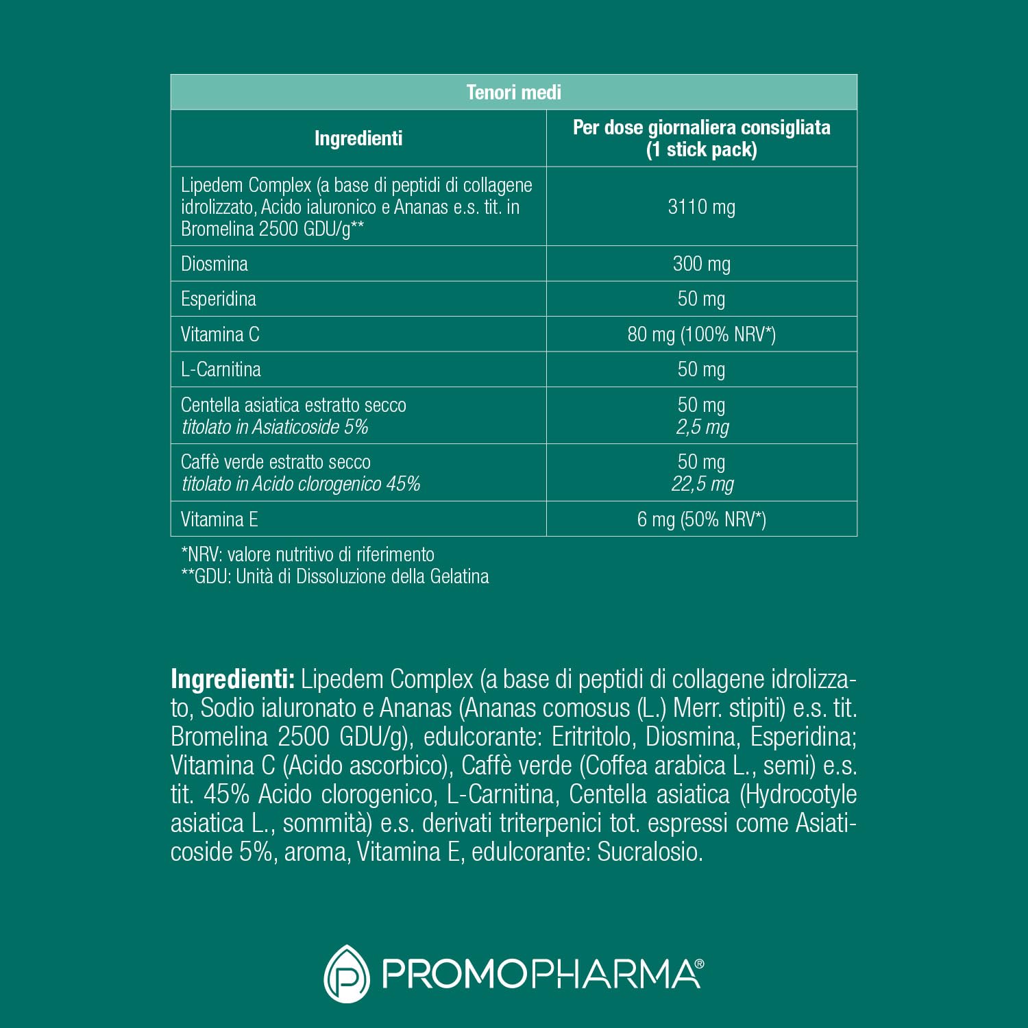 Liped-Kontrol – Integratore Microcircolo, Lipedema e Linfedema - Drenante Gambe Pesanti e Anti-Cellulite - Con Peptidi di Collagene Idrolizzato, Acido Ialuronico e Bromelina - 60 stick pack da 5g