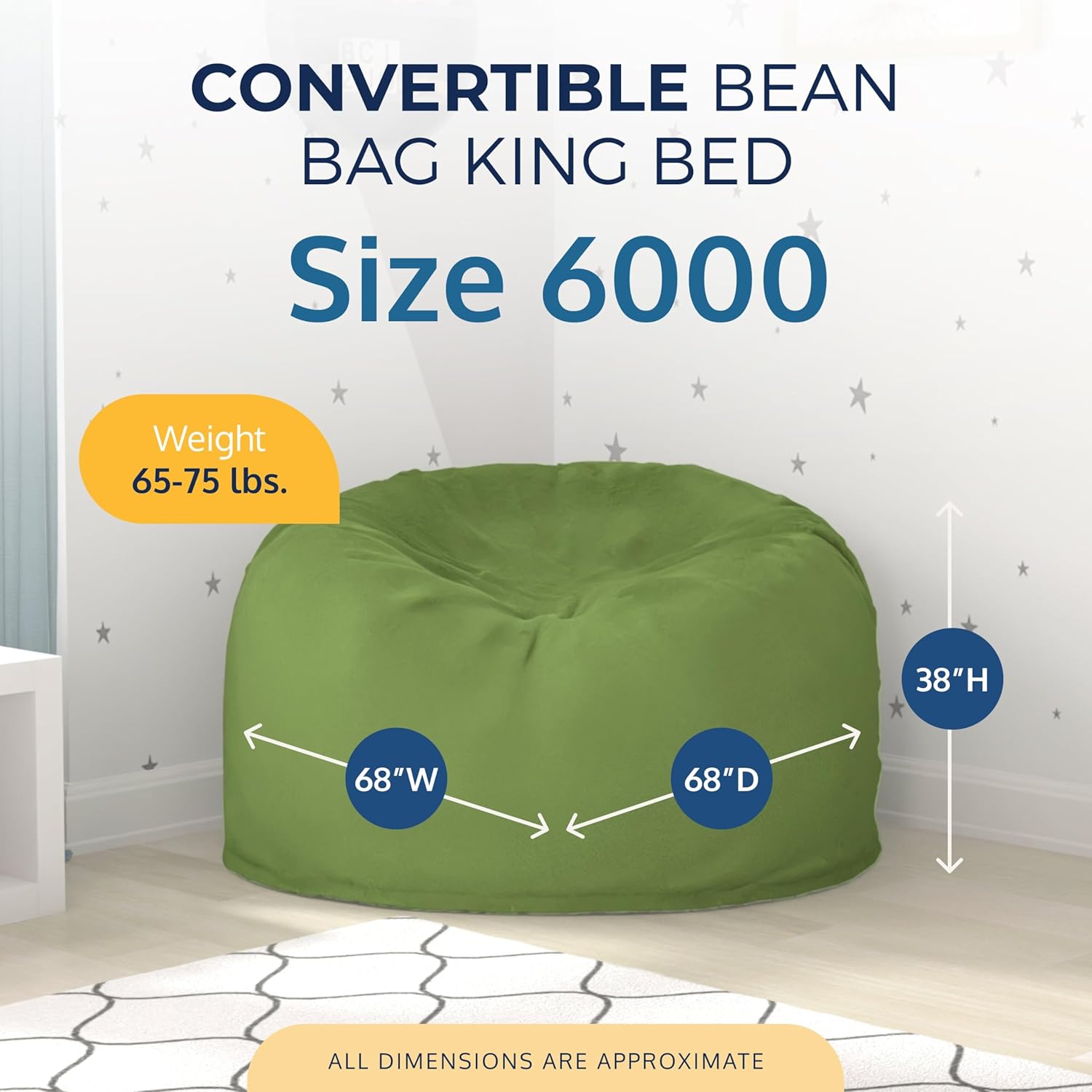 ULTIMATE SACK 6ft Bean Bag Chair, Oversize Bean Bag Chair for Adults, Comfy Chair Bean Bag Couch Lounge Sofa Loveseat Furniture | Lime Fur