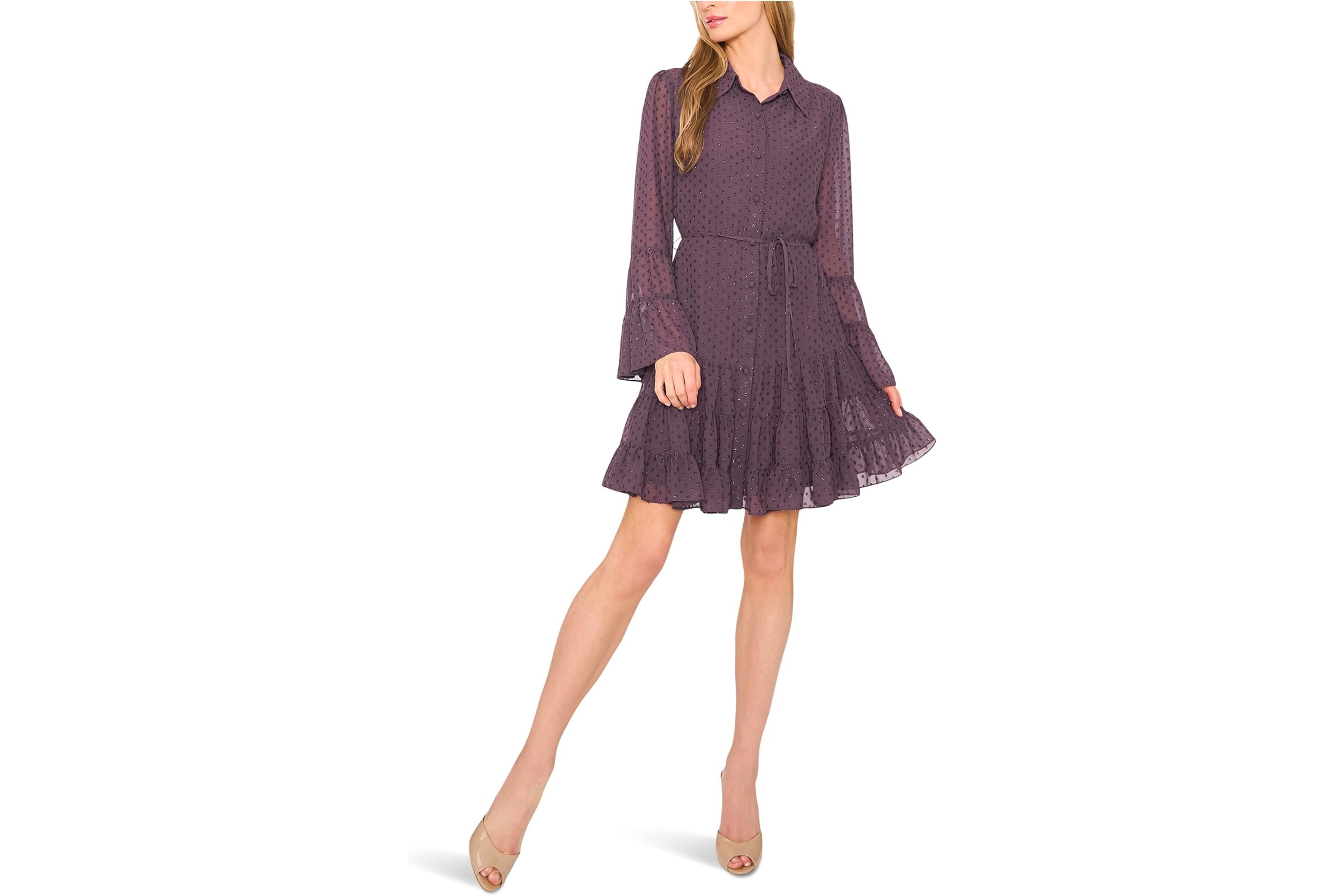 Платье CeCe Tiered Ruffled Button Front Dress