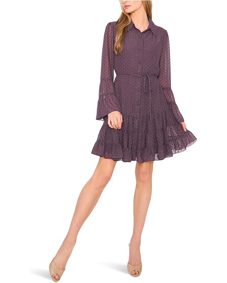 CeCe Tiered Ruffled Button Front Dress - Main View