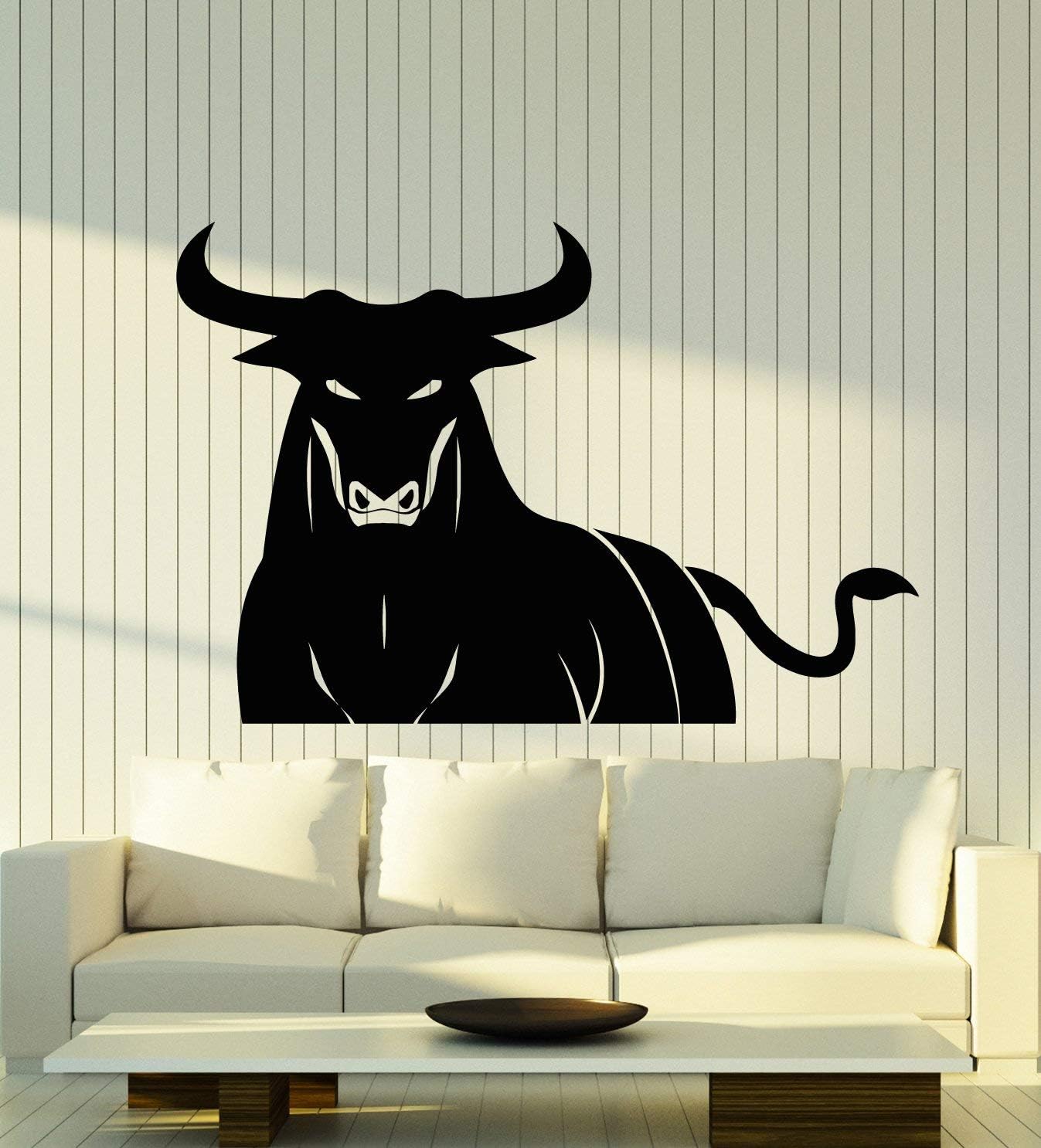WallStickers4ever Vinyl Wall Decal Angry Bull Horns Rodeo Ranch Animal Predator Stickers Mural Large Decor (g5375) Black