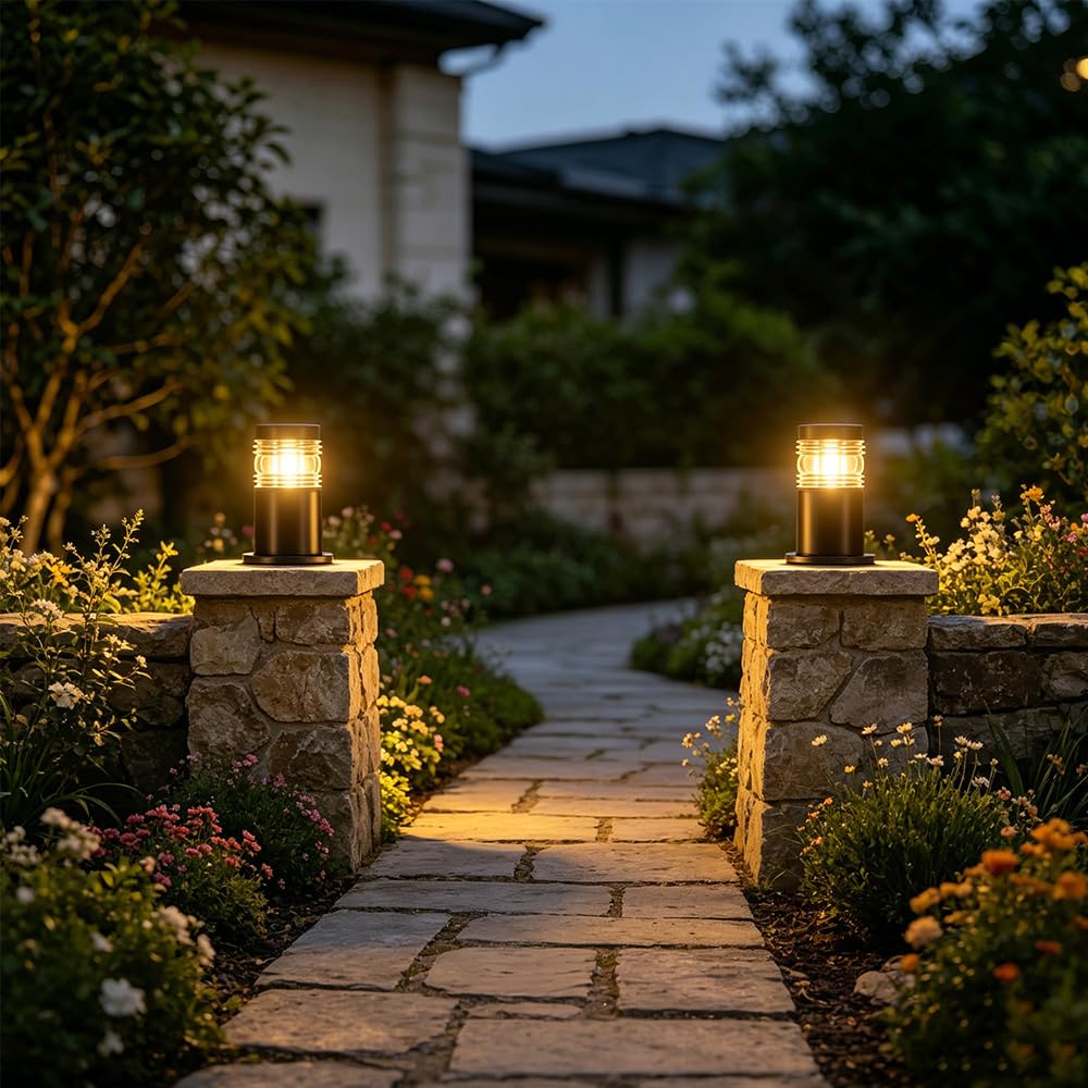 Retro Lámpara de Sobremuro para Exteriores,Impermeable Luces de Pedestal Camino Luces Poste Aluminio Farola de Exterior E27 Jardín metal Patio Paredes Porche Terraza villa puerta balcón (D)