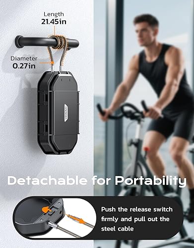 Miniatura 4 de Caja de seguridad portátil de viaje, impermeable y duradera, combinación de 4 dígitos, antirrobo, caja de seguridad personal con cable de acero