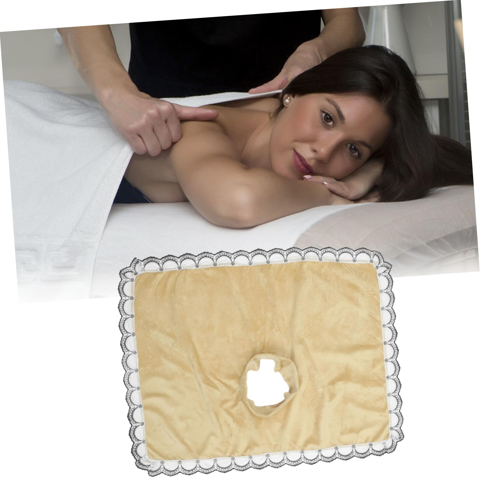 PartyKindom Face Hole Cover Massage Napkin Beauty Salon Sheet Breathable Polyester Spa Clinic Use