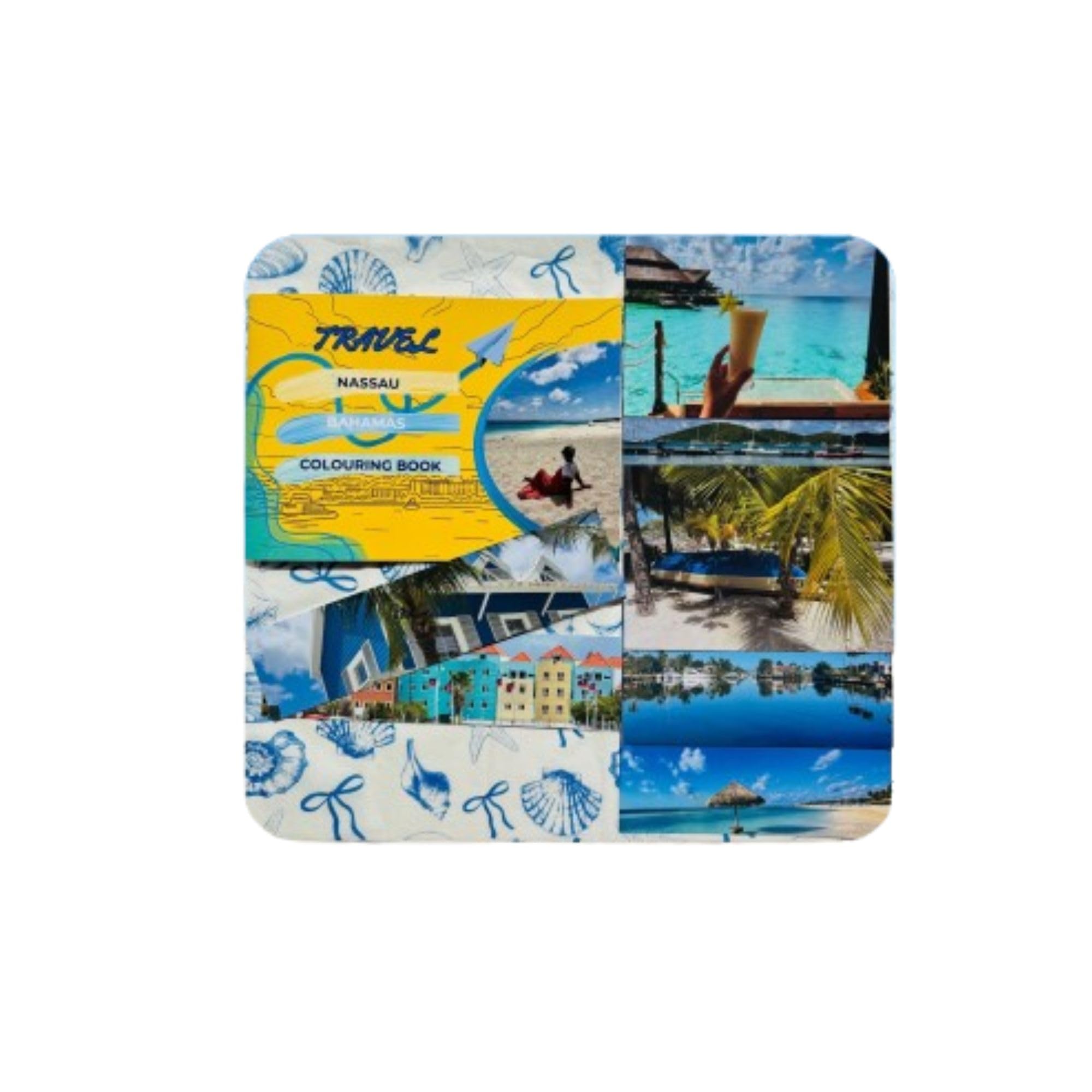Handmade Nassau Travel Stationery Kit – Cruise Souvenir Gift Set with A5 Coloring Notepad, 5 Postcards & 2 Bookmarks, Tropical Vacation Care Package
