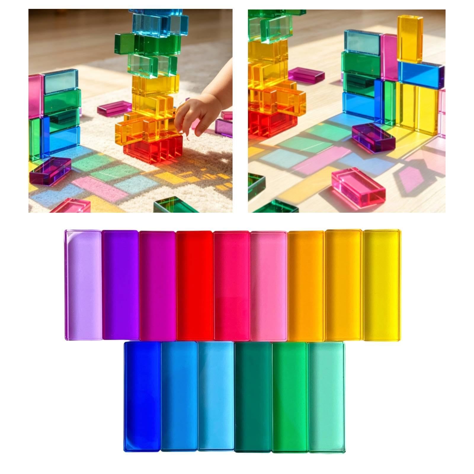 Bloques de Construcción, 15 Bloques, Rectángulos Translúcidos para Aprender Los Colores, Juguete de Desarrollo Sensorial para Niñas.