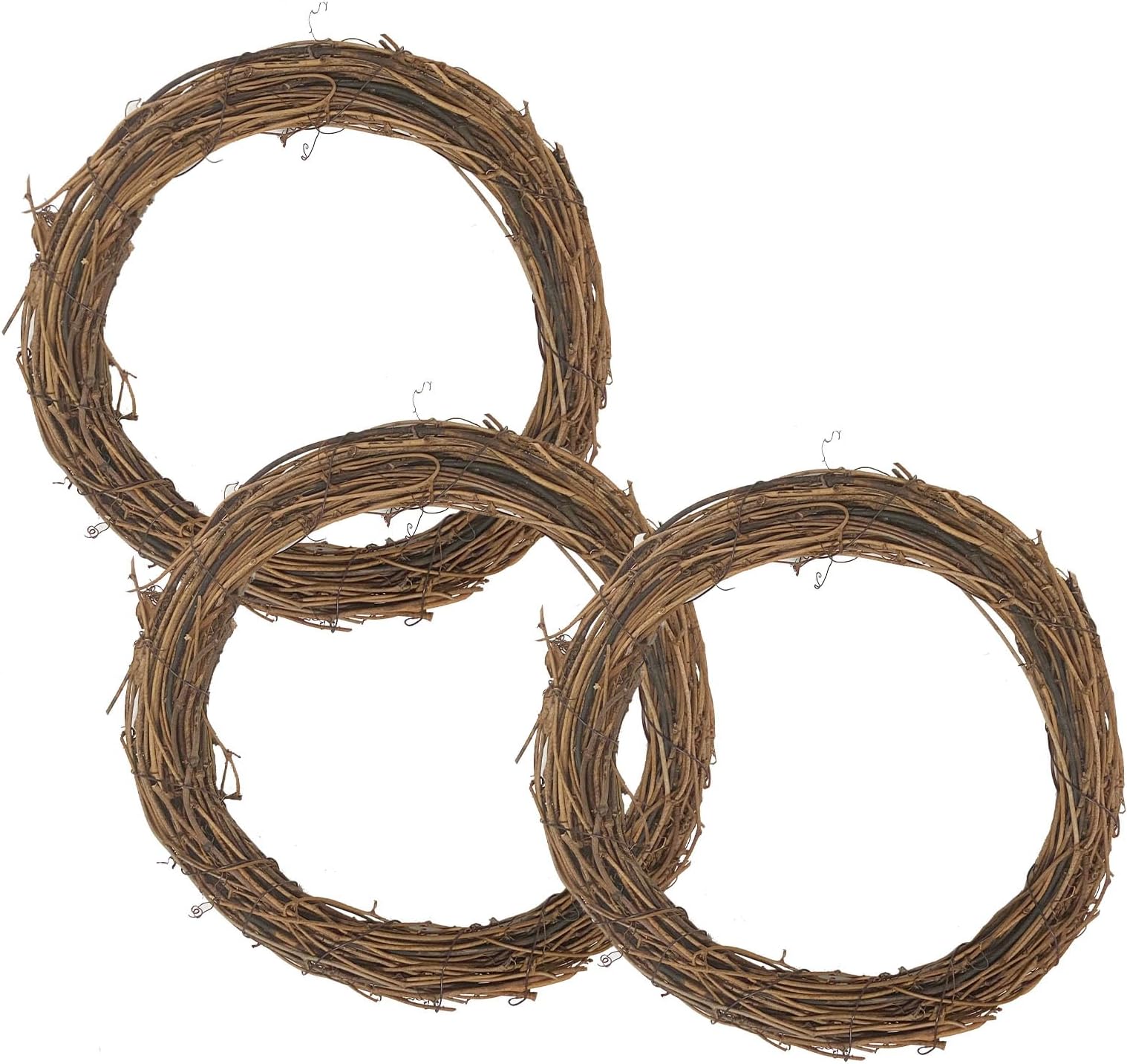 3PCS 30cm Natural Grapevine Wreath - Round Garland Rattan Branch Garland, Christmas Garland Halloween Rattan Garland DIY Crafts Garden Home Party