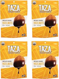 Organic Chocolate Covered Hazelnuts, 55% Dark Chocolate, 3.5 Ounce (4 Count), Vegan