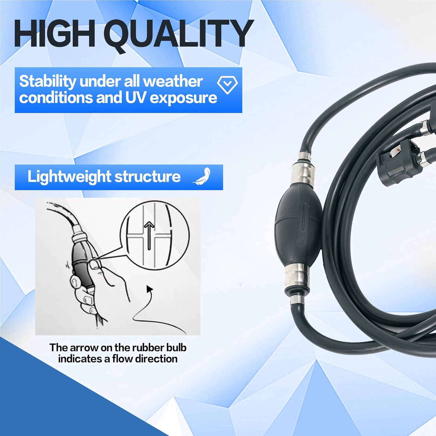 AMYBEST 5/16" 8mm Fuel Line Assembly, 10 FT Marine Outboard Boat Motor RVs Fuel Gas Line Hose Kit with Primer Bulb, Steel Hose Clamps and Connector, Compatible with Yamaha Outboard Motors (5/16" 8mm)