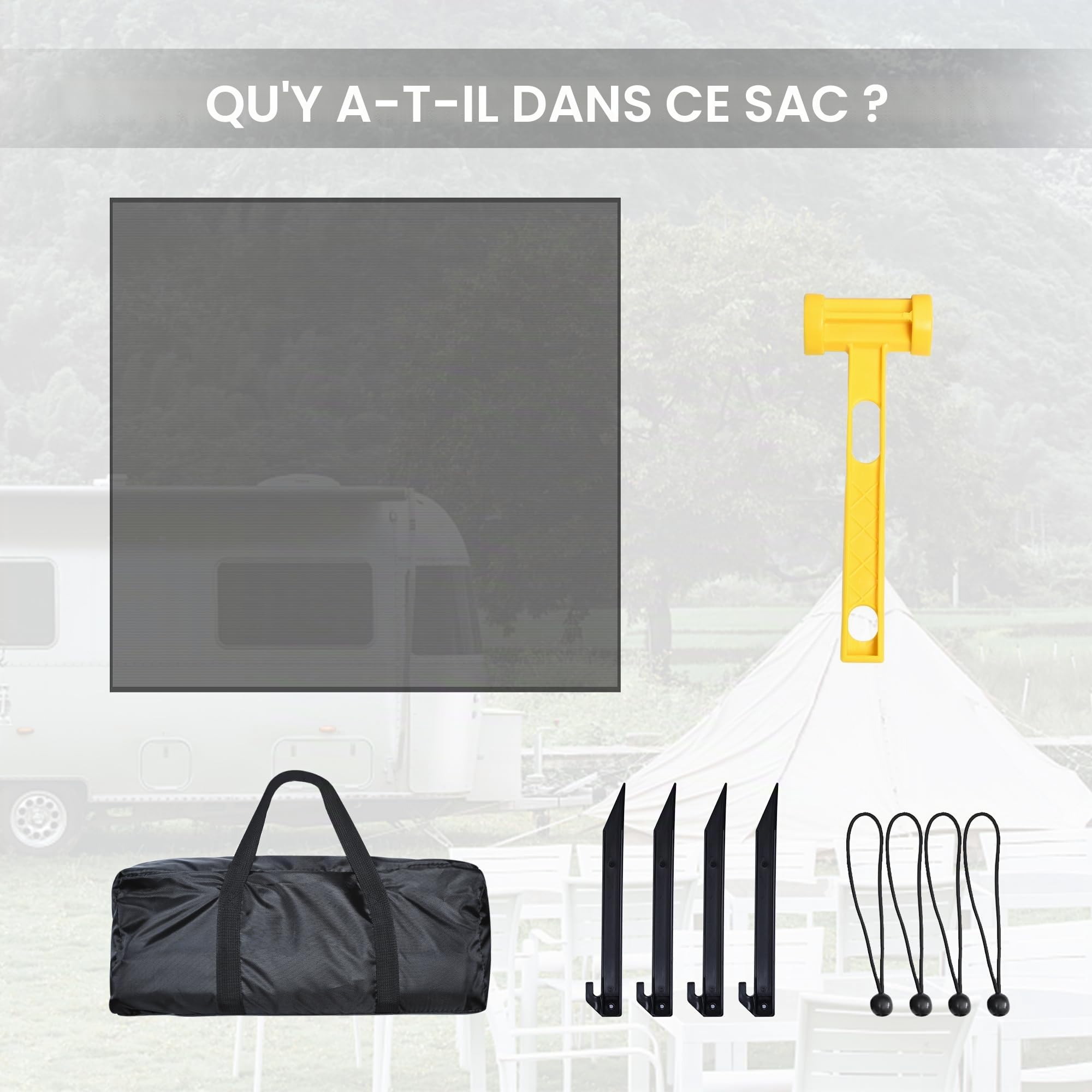 PHATRIP Pare-Soleil Avant de Camping Brise-Vue Coupe-Vent pour Caravane,Sun View Front Blocker 245 * 240cm