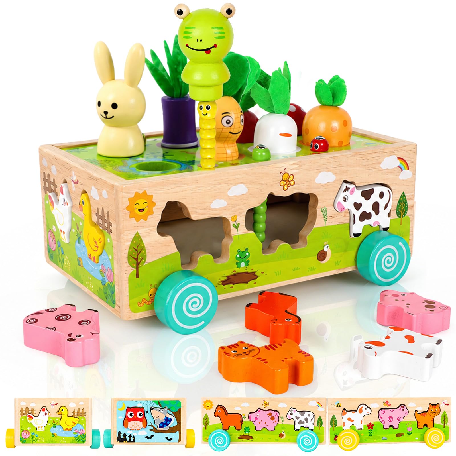 BELEEV Toddler Montessori Toys for 1 2 3 Years Old Boy Girl, 7 in 1 Wooden Shape Sorter, First Birthday Gifts for 1-2 Years, Fine Motor Skills Educational Learning Toys for Birthday, Easter, Christmas