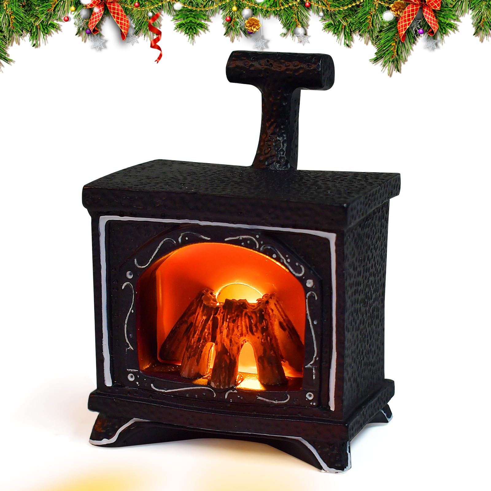 Accessori per Natale, 6 pezzi in miniatura gnomo, accessori per la casa delle bambole, accessori per Natale, sacco a pelo, mini lampada a olio, tenda in miniatura, mini falò, mini ceppo per