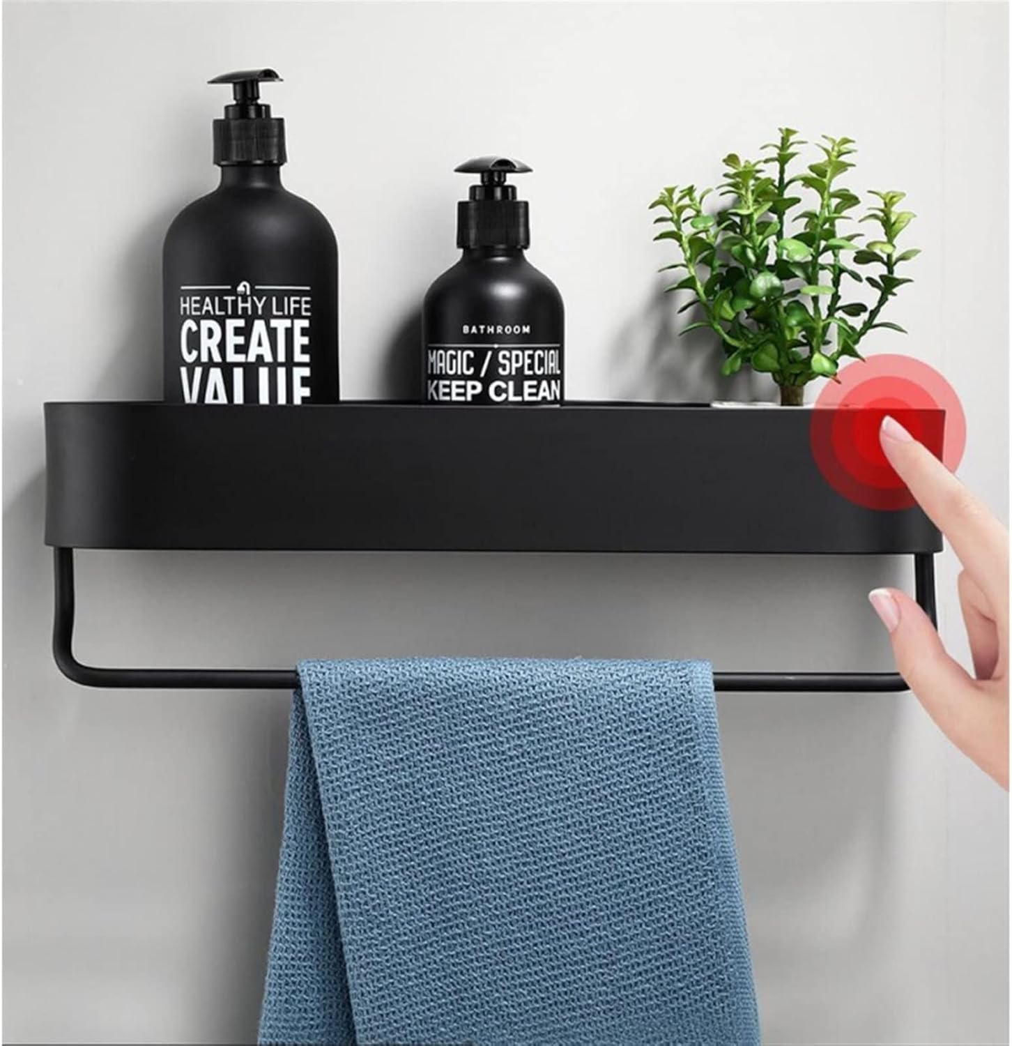 Space Aluminium Black Bathroom Shelf