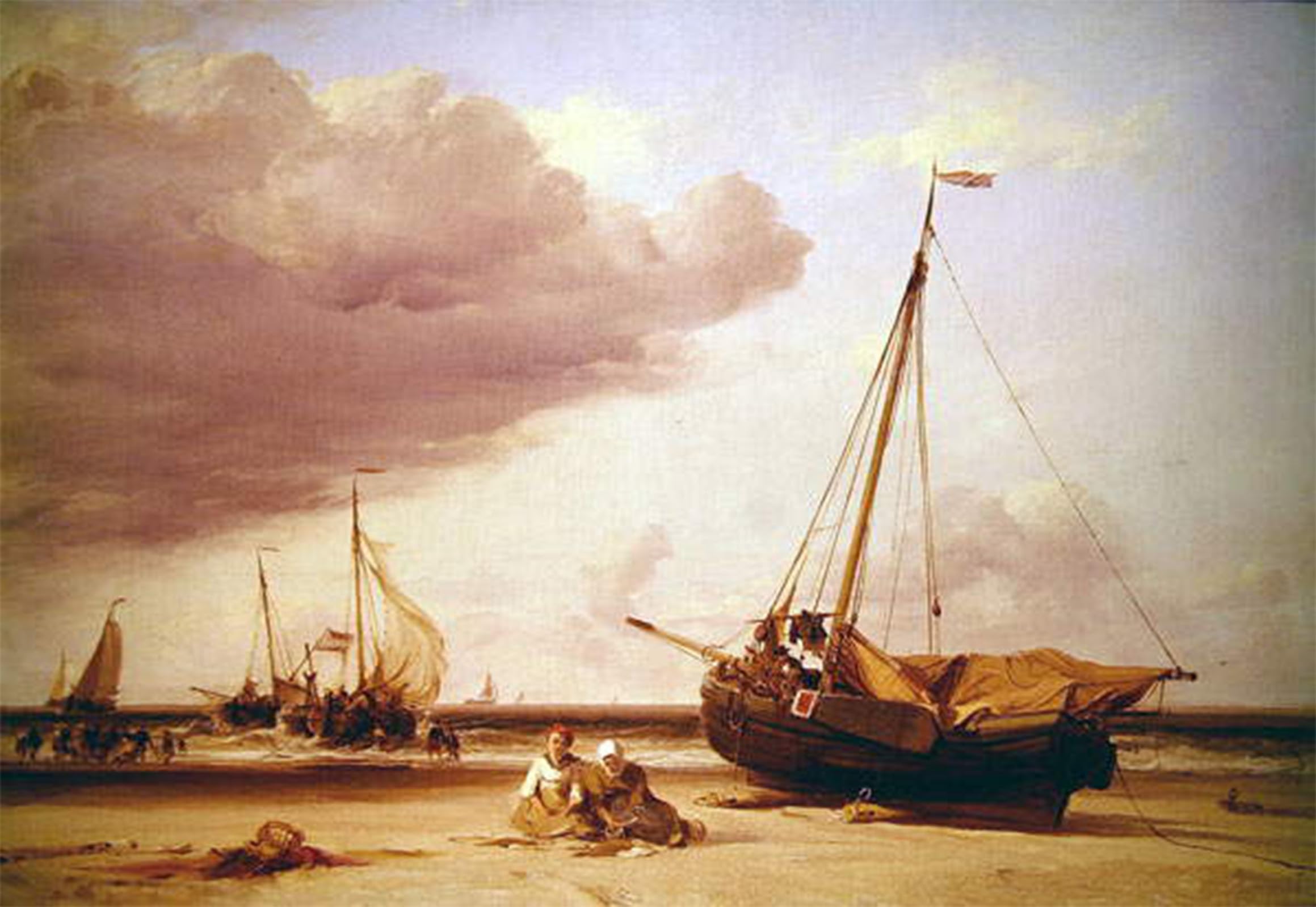 ARTXLXXBN Famous Art Print Poster Vintage Wall Art a Beach Scene by Edward William Cooke Canvas Art Poster for Home Decor 60x90cm