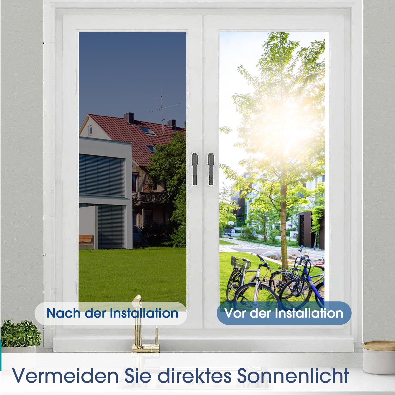 Lifetree Spiegelfolie Fensterfolie Schwarz-Silber Montageset 90x400cm | UV-Schutz Hitzeschutz Sonnenschutzfolie Selbstklebend Wärmeschutz, Sichtschutz Blickdicht für Fenster Innen Wohnzimmer Büro