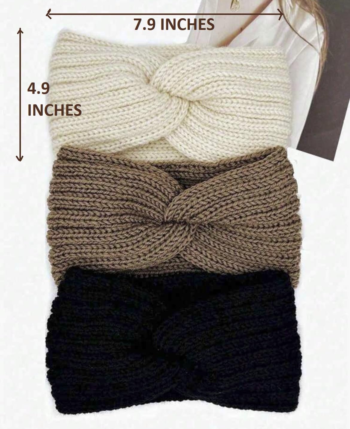 Huachi Winter Headbands for Women Ear Warmers, Warm Headbands for Women Winter Accessories, Cold Weather Headband Chunky Knit Head Bands Ear Warmers 5PCS