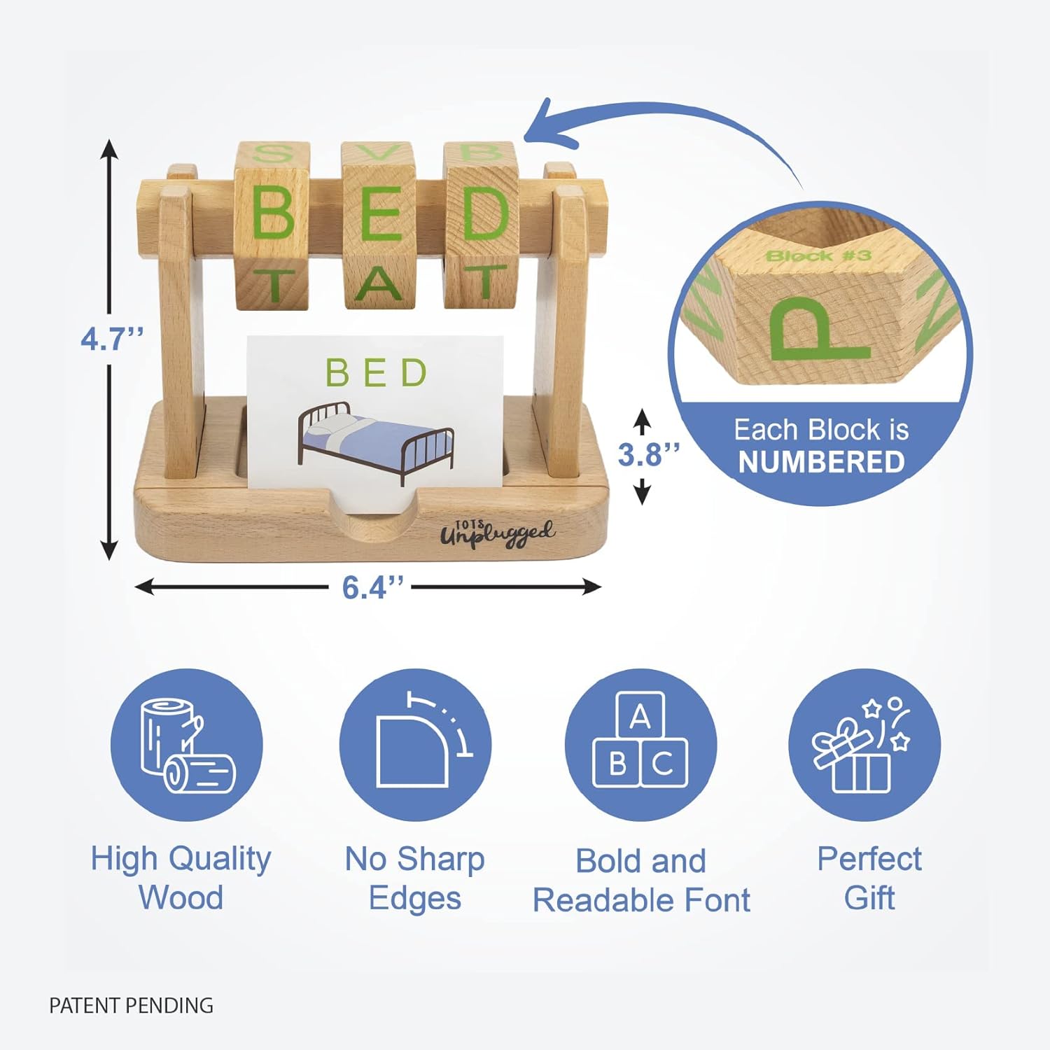 Real Wood Spin and Read Montessori Phonetic Reading Blocks Combines Spelling Blocks with Phonics flashcards for a Frustration Free Spelling for Kids and Beginner CVC Reading