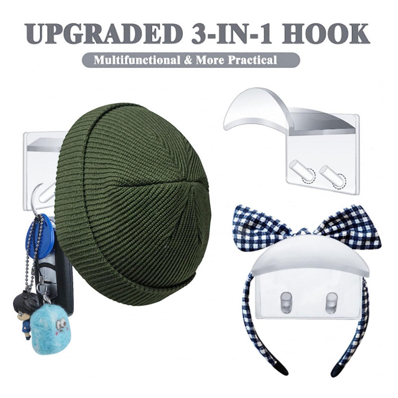 Bogoro Ganci autoadesivi per cappelli Nero,Porta cappelli 12 pezzi,Ganci per Cappelli Autoadesivi Ganci,Ganci per Cappelli per Berretti Da Baseball, Asciugamani, Collane,Cuffie, Ecc. (Bianco