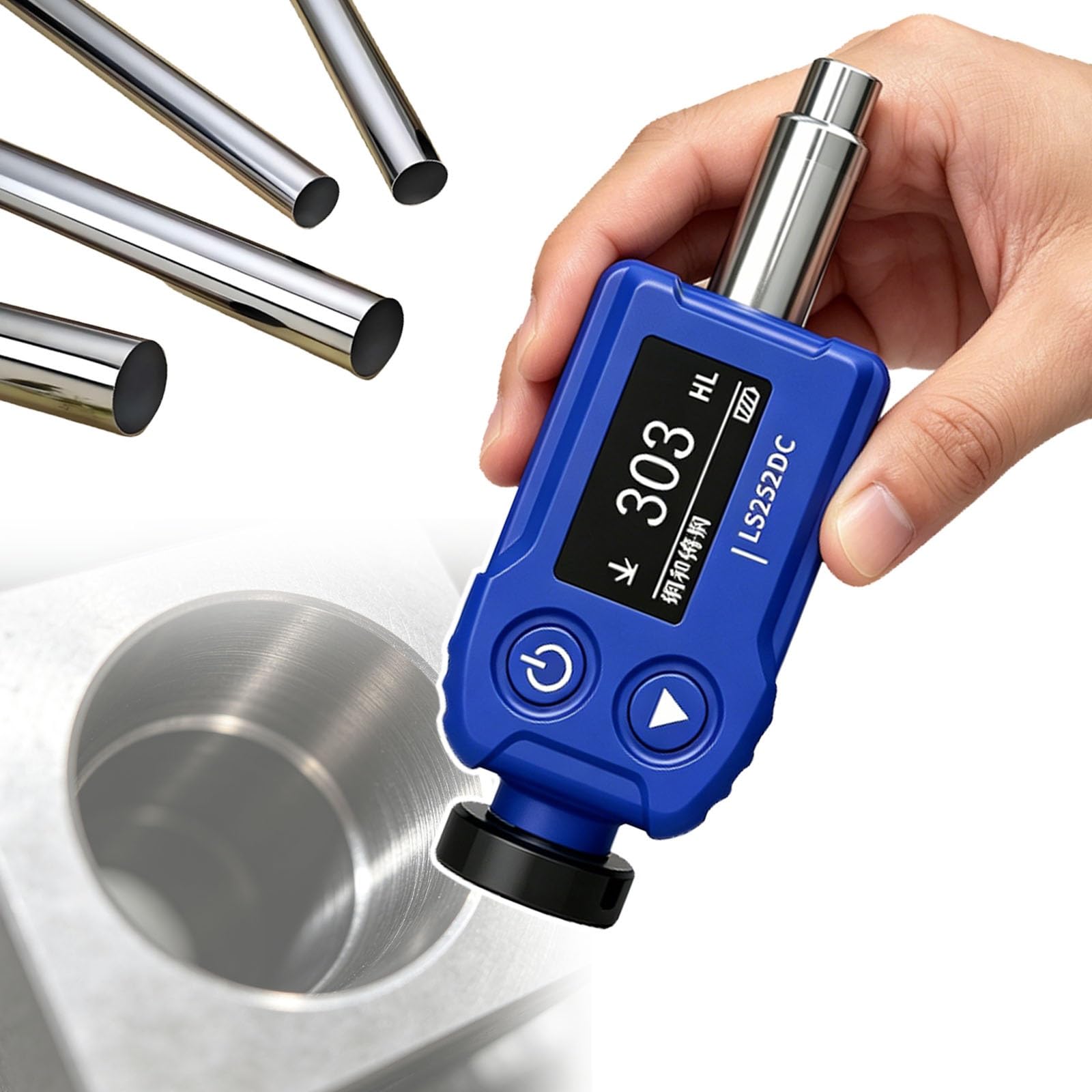 Durometro portatile 7 in 1, durometro leeb | Con schermo LCD retroilluminato, precisione di misura ±6HL, for guide di macchine utensili(LS252DC)